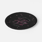 黒モダンピンク書道50誕生日 ペーパープレート (アングル)