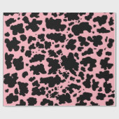 黒モダンピンク牛の肌の質感アニマルプリント ラッピングペーパー (フラット)