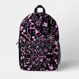 黒モダンピンク生化学生命は複雑 プリントバックパック