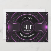 黒モダンピンク40歳の誕生日パーティー 招待状 (裏面)