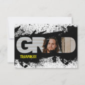 黒モダンファンキーSplat GRADフォトサンキューカード 招待状 (正面)