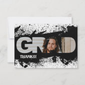 黒モダンファンキーSplat GRADフォトサンキューカード 招待状 (正面)