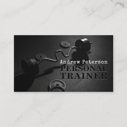 黒モダンフィットネスパーソナルトレーナートレーニング 名刺 (正面)