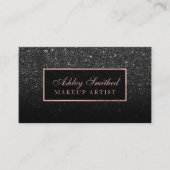 黒モダンフェイクバラ金ゴールドグリッターメイクアップ 名刺 (正面)