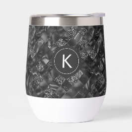 黒モダンフェイクモノグラムのグリッター模様