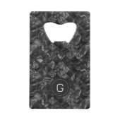 黒モダンフェイクモノグラムのグリッター模様 クレジットカード栓抜き (裏面)