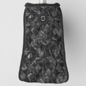 黒モダンフェイクモノグラムのグリッター模様 ゴルフヘッドカバー (回転90)