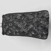 黒モダンフェイクモノグラムのグリッター模様 ゴルフヘッドカバー (正面)