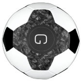 黒モダンフェイクモノグラムのグリッター模様 サッカーボール (回転)