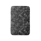 黒モダンフェイクモノグラムのグリッター模様 バスマット (正面縦)