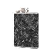 黒モダンフェイクモノグラムのグリッター模様 フラスク (左)