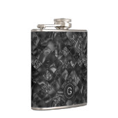 黒モダンフェイクモノグラムのグリッター模様 フラスク (右)