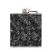 黒モダンフェイクモノグラムのグリッター模様 フラスク (裏面)