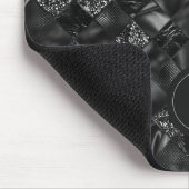 黒モダンフェイクモノグラムのグリッター模様 マウスパッド (コーナー)