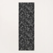 黒モダンフェイクモノグラムのグリッター模様 ヨガマット (裏面)