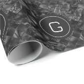 黒モダンフェイクモノグラムのグリッター模様 ラッピングペーパー (ロールコーナー)