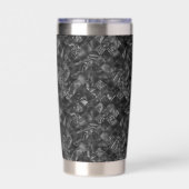 黒モダンフェイクモノグラムのグリッター模様 保温保冷タンブラー (背面)