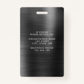 黒モダンフェイク金企業の属写真ID バッジ (裏面)