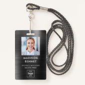 黒モダンフェイク金企業の属写真ID バッジ (正面ランヤード)