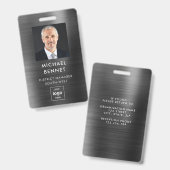 黒モダンフェイク金企業の属写真ID バッジ (正面&裏面)