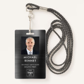 黒モダンフェイク金企業の属写真ID バッジ (正面ランヤード)