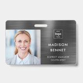 黒モダンフェイク金企業の属写真ID バッジ (正面)