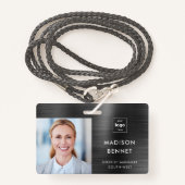 黒モダンフェイク金企業の属写真ID バッジ (正面ランヤード)