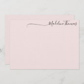 黒モダンフェミニンピンク文字の書名 ノートカード (正面/裏面)