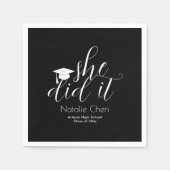 黒モダンフォントエレガント卒業 スタンダードカクテルナプキン (正面)