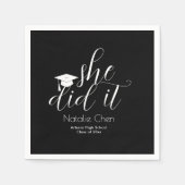 黒モダンフォントエレガント卒業 スタンダードカクテルナプキン (正面)