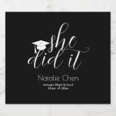 黒モダンフォントエレガント卒業 ビールラベル (シングルラベル)