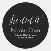 黒モダンフォントエレガント卒業 ラウンドシール (正面)