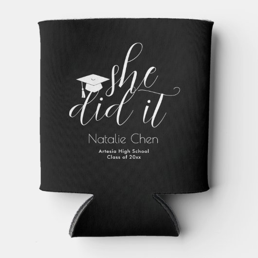 黒モダンフォントエレガント卒業 缶クーラー (正面)