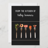 黒モダンフォーク/キッチンレシピカード 招待状 (正面)