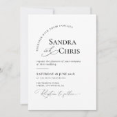 黒モダンフォーマル白結婚式招待状 招待状 (正面)