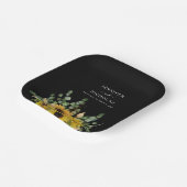 黒モダンフローラひまわり結婚の ペーパープレート (傾斜あり)