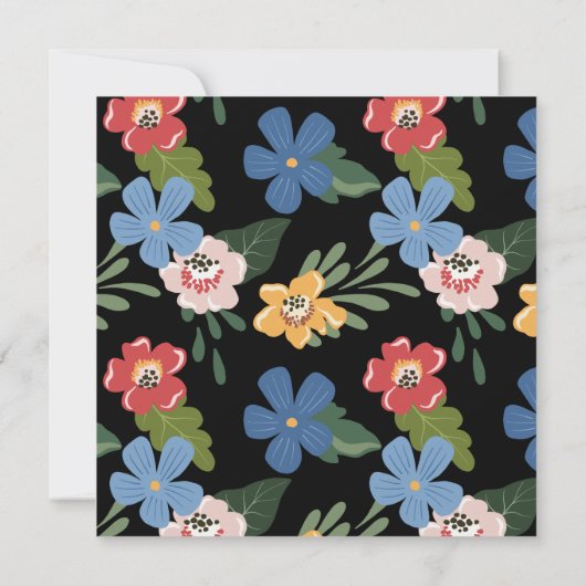 黒モダンフローラカラフル60th誕生日パーティー 招待状 (裏面)