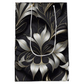 黒モダンフローラ抱き枕 ミディアムペーパーバッグ (裏面)