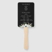 黒モダンフローラ植物学結婚式 プログラム ハンドファン (裏面)
