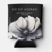 黒モダンフローラ結婚式の引き出物 缶クーラー (正面)