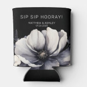 黒モダンフローラ結婚式の引き出物 缶クーラー (裏面)