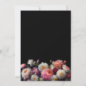 黒モダンフローラ結婚式の日付を保存 セーブザデート (裏面)