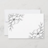 黒モダンフローラ結婚式RSVPカード 出欠カード (裏面)