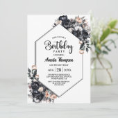 黒モダンフローラ誕生会 招待状 (スタンド正面)