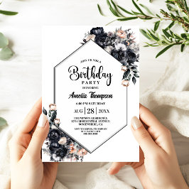 黒モダンフローラ誕生会 招待状
