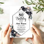 黒モダンフローラ80th誕生日パーティー 招待状<br><div class="desc">招待状この黒いモダンフローラ80th birthday party invitationで友人や愛する人々。この招待テンプレートのカスタマイズ可能な文字領域を使用すると、日付、時刻、会場、RSVP情報など、特別な誕生祝いに必要なすべての詳細を簡単に含めることができます。さまざまな紙タイプとコーナースタイルがユニーク招待状で利用でき、デジタル形式を好んでダウンロードすもしるオプションも用意されている。</div>