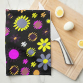 黒モダンフローラ キッチンタオル (四つ折り)