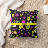 黒モダンフローラ クッション (ブランケット)