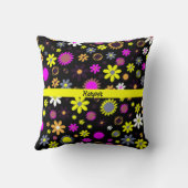 黒モダンフローラ クッション (裏面)