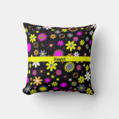 黒モダンフローラ クッション (正面)